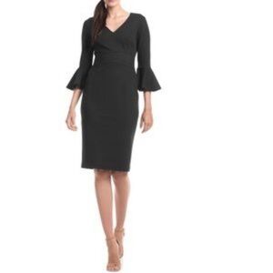 Trina Turk Black Begonia V-neck Sheath Dress. Size 2